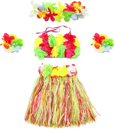 Vista 6 de Disfraz hawaiano de Hula Dance de lucha para niñas, 5 unidades, Moderno Equipada, talla única