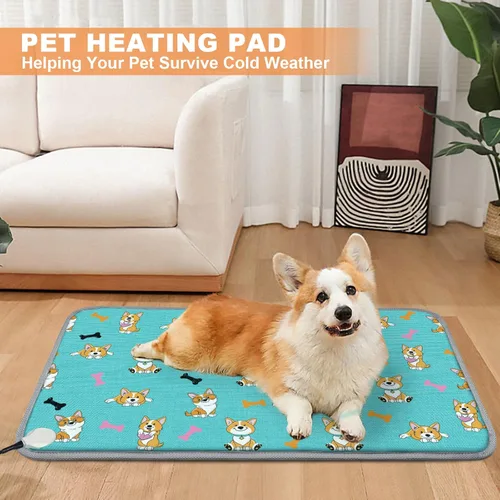 Vista 9 de Almohadilla térmica eléctrica para gatos de 18 x 18 pulgadas con control digital de temperatura, alfombrilla de cama climatizada para mascotas