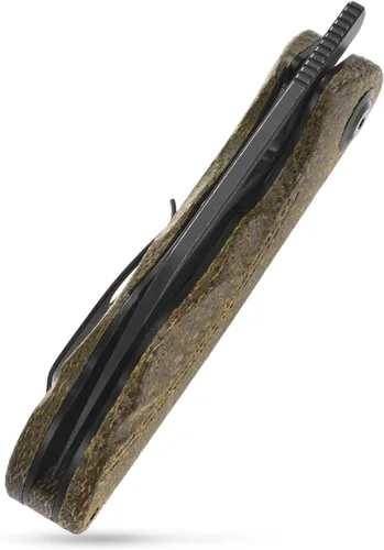 Vista 6 de Sitivien Sandvik - Cuchillo plegable de bolsillo, hoja de acero Sandvik 14C28N con mango de Micarta, cuchillos de herramientas EDC de la serie