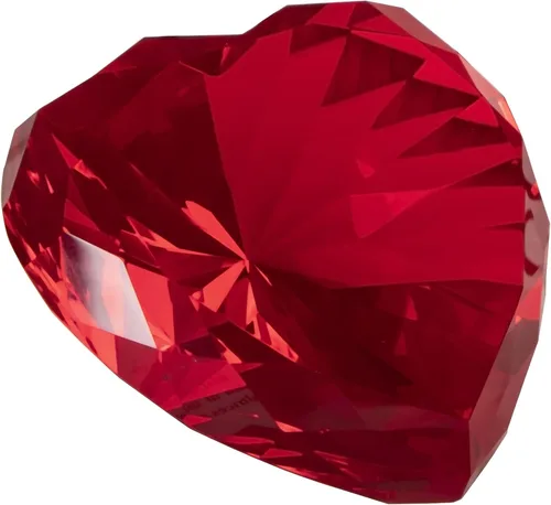 Vista 2 de Pesas de papel de diamantes de cristal rubí con caja de regalo, 3.150 in en forma de corazón rojo real gemas de cristal de diamante pisapapeles