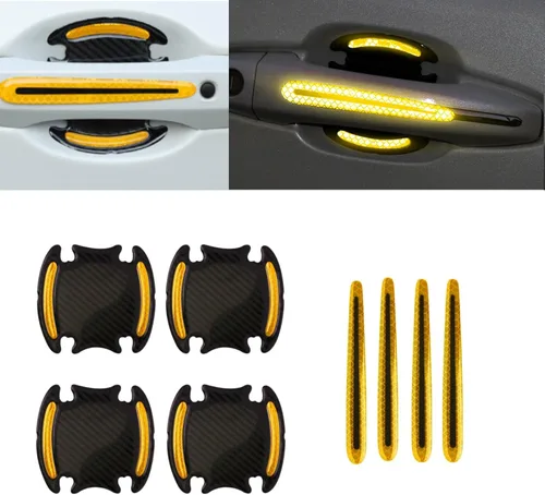 Vista 12 de x xotic tech Pegatinas reflectantes para manija de puerta de automóvil, protección contra arañazos, patrón de fibra de carbono con tira
