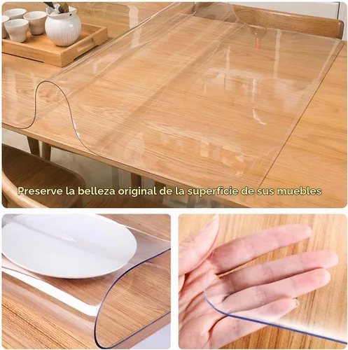 Vista 4 de Tapete de Escritorio Transparente de 12 x 12 Pulgadas, 1.5mm de Grosor, Protector de Cubierta de Mesa, Tapetes de Escritorio de Vinilo sobre