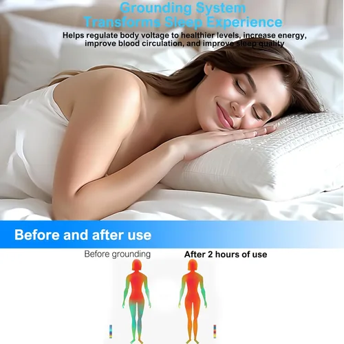 Vista 6 de Grounding Sheets King, 90 % algodón orgánico + 10 % fibra de plata pura, juego de sábanas con tierra de bolsillo profundo, alivia el dolor, se