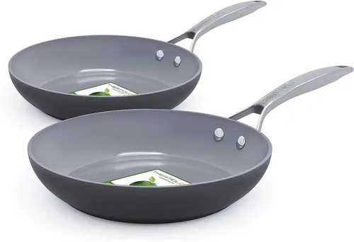 Vista 12 de GreenPan Paris Sartén de cerámica antiadherente anodizada dura de 10 pulgadas, 8 pulgadas, Gris