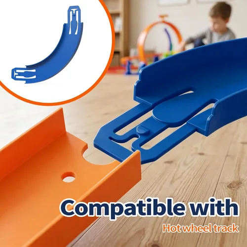 Vista 3 de Piezas curvadas de la pista, conectores del hipódromo de 90° compatibles Azul