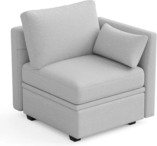 Vista 28 de Weture Sofá cama modular seccional, sofá cama reversible, sofá cama modular de 6 asientos con almacenamiento y diván, sofás para sala de estar, beige