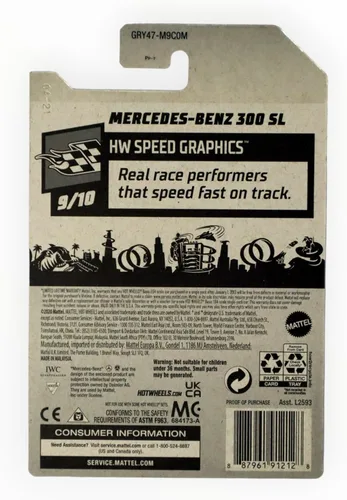 Vista 2 de DieCast Hotwheels Benz 300 SL - HW Speed Graphics 9/10 [Plata] 196/250