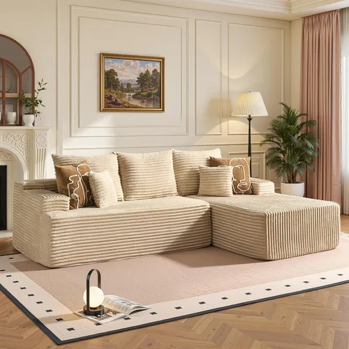 Vista 25 de Sofás seccionales Cloud de 96 pulgadas para sala de estar, sofá sin hueso en forma de L con cómoda silla, sofá modular con asiento profundo,