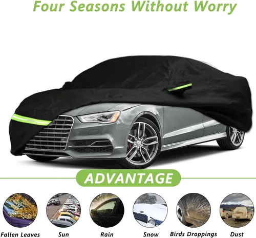 Vista 3 de YIXIN Funda impermeable para automóvil Audi A3/S3 2013-2026, ajuste personalizado, correa 100% impermeable a prueba de viento y bandas de cremallera