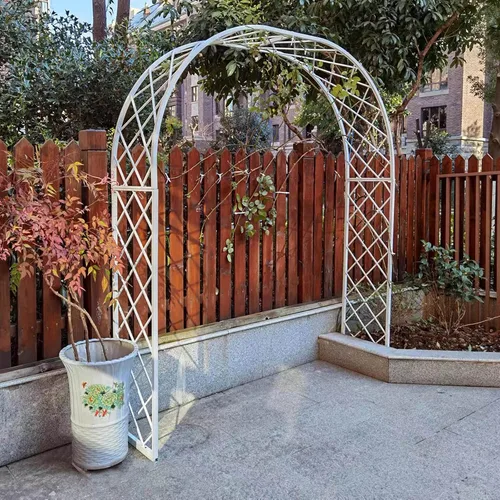 Arco de jardín de metal para jardín o boda, cenador decorativo de metal para jardín, arco de jardín resistente, fácil de montar, patio trasero Blanco