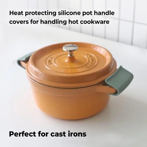 Vista 2 de Carrotez Soportes de silicona para ollas, cubiertas resistentes al calor para mangos de ollas para cocina, accesorios para hornos holandeses