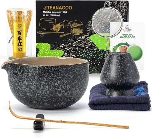 Vista 12 de TEANAGOO Juego de batidor de matcha, juego de 7 piezas de matcha azul y verde, kit de ceremonia, juego de té matcha para hacer café con leche