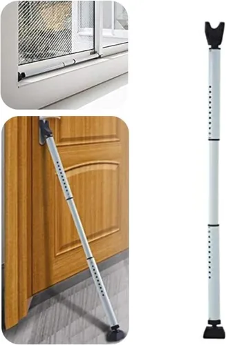 Vista 9 de Barra de seguridad para puerta 2 en 1 y tope de puerta corrediza de patio con bloqueo de seguridad Jammer, a prueba de niños, ajustable, fabricada
