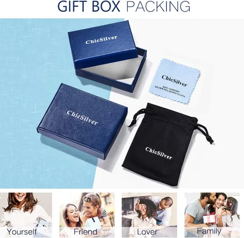 Vista 8 de ChicSilver 925 Sterling Silver 12 Months Sparkling Round Cut Created Birthstone Pendant Necklace, 16 Inch Rolo Chain (with Gift Box)