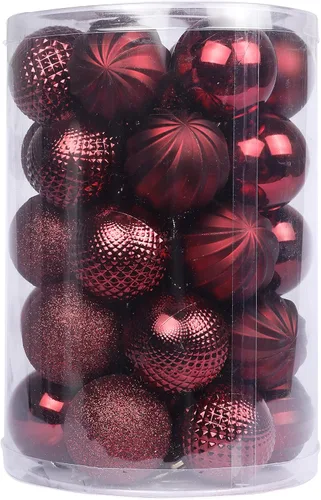 Vista 7 de YYCRAFT Adornos de bola de Navidad de 24 quilates de 1.2 pulgadas para árbol de Navidad, decoraciones de Navidad, ganchos inastillables incluidos