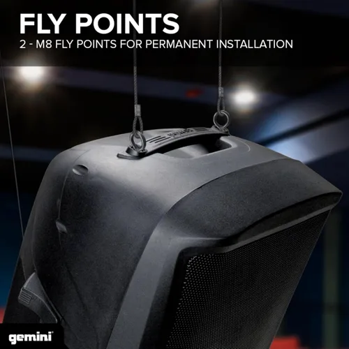 Vista 4 de Gemini - Altavoz PA Bluetooth de 100 W con soporte, sistema de altavoces DJ de 15 pulgadas con luces LED, USB/SD/FM, emparejamiento estéreo