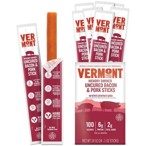 Vista 11 de Palitos de aperitivos de Vermont Smoke & Cure – Sazonado para barbacoa – Carne de res – Proteína de carne saludable – 1 oz Jerky Stick – Caja de 24