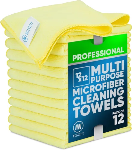 Vista 20 de Paños de limpieza de microfibra Pro multisuperficie de 12 x 12 pulgadas Negro - Paquete de 12 Toallas de microfibra premium para limpiar vidrio