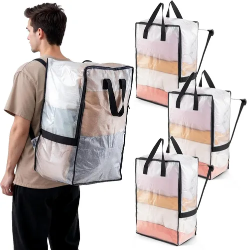 Vista 13 de TAILI Paquete de 2 Bolsas de Mudanza Azules con Correas de Mochila Ajustables, Suministros para Mudanzas, Alternativa a Cajas de Mudanza, Bolsas