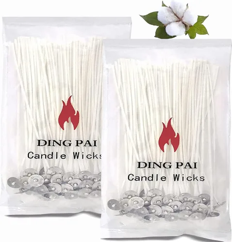 DINGPAI 100 mechas de algodón para velas, mechas preenceradas de 6 pulgadas con bajo contenido de humo para hacer velas, bricolaje