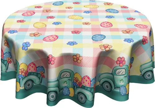 Vista 32 de Giwawa Mantel redondo de bola de Navidad de 60 pulgadas, impermeable, cubierta de mesa para el hogar, restaurante, cocina, picnic, decoración