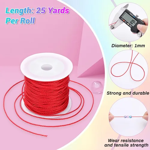 Vista 4 de Cridoz 20 rollos de hilo encerado para hacer pulseras, cordón de hilo encerado para pulseras, cordón de poliéster encerado para pulseras