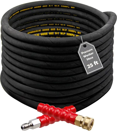 Twinkle Star - Manguera para lavadora a presión de 25 pies x 3/8 pulgadas, conexión rápida, manguera de alta resistencia con trenzado de alambre