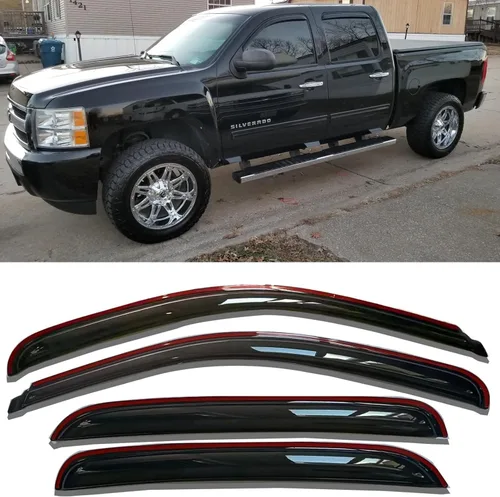 Vista 24 de Viseras de ventana, protectores de lluvia, deflectores de viento laterales, protector de ventilación para Chevrolet Silverado y GMC Sierra 1500