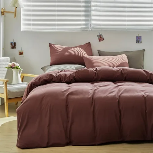 Vista 195 de CLOTHKNOW Juego de edredón de 3 piezas a cuadros color beige óxido, tamaño Full, juego de ropa de cama de cuadros edredón terracota con 2 fundas
