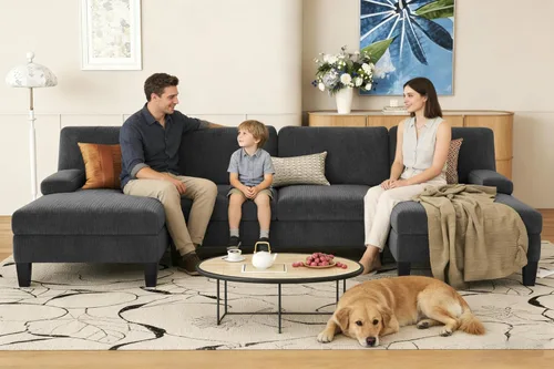 Vista 7 de WAYTRIM Sofá modular en forma de U de 108 pulgadas para sala de estar, sofá convertible con diván doble, almohadas extraíbles, sofá tapizado de 4