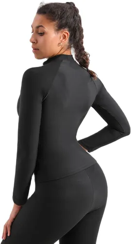 Vista 5 de Sauna Suit Hot Sweat Body Shaper Jacket Waist Trainer Long Sleeve Zipper Shirt Workout Top