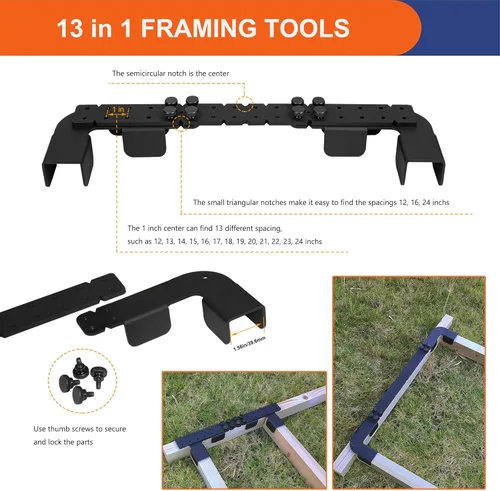 Vista 2 de 13 en 1 Herramientas de Encuadre, Herramienta de Diseño de Bastidor de Tamaño Ajustable de 12-24 Pulgadas, Herramienta de Diseño de Bastidor
