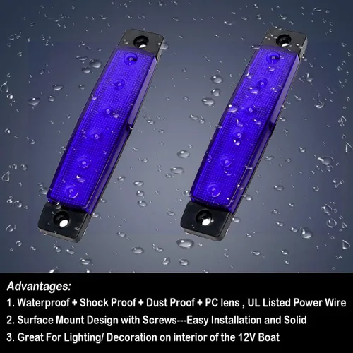 Vista 4 de Shangyuan Luces marinas: 6 luces interiores LED impermeables para yate, barco de pesca, kayak y más, 12 V