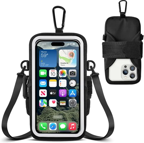Soporte para teléfono para correr, brazalete para teléfono celular, bolsa cruzada transparente para teléfono con correa ajustable, bolsa de brazo