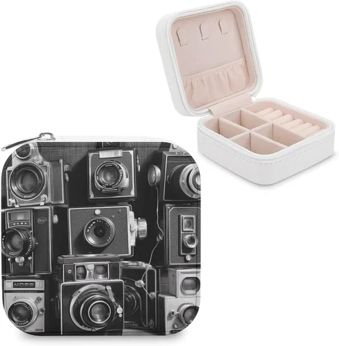 Retro Cool Camera Collection Jewelry Box Fashion Jewelry Storage Box PU Leather Jewelry Organizer Storage Case Trinket Organizer Square Travel