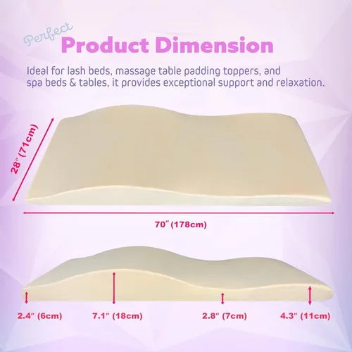Vista 2 de Cubrecama de pestañas – Almohadilla ergonómica de espuma viscoelástica con funda de felpa, cojín de mesa de spa para técnico de pestañas, colchón