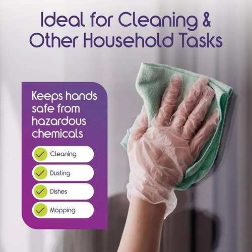 Vista 4 de Inspire Exam Medical Clear Vinyl Disposable Gloves - Latex Free for Cleaning, Food Prep