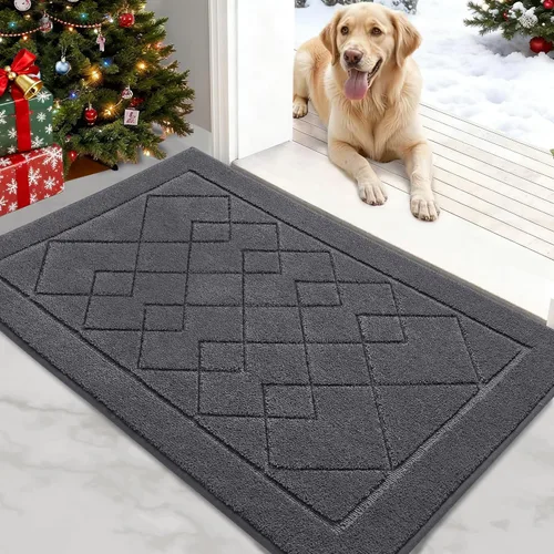 Vista 9 de REFETONE Dirt Trapper Tapete para Puerta de 20" x 32", Tapete Lavable para Interiores con Respaldo de Goma Antideslizante, Resistente a la Suciedad