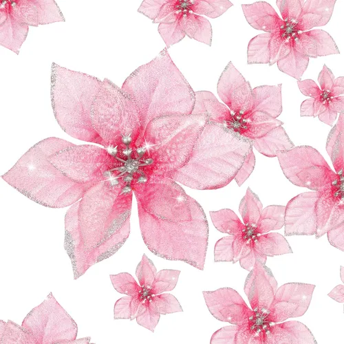 Vista 37 de WILLBOND 24 Piezas 3 Tamaños Flor de Nochebuena Artificial Decoración Navideña con Purpurina Adornos Navideños de Nochebuena Flores Artificiales