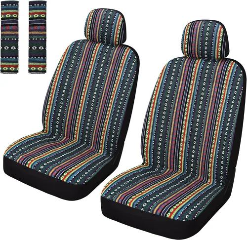 Vista 12 de Pariitadin Baja - Fundas para asientos delanteros de automóvil tipo manta de montura con almohadillas para cinturón de seguridad, fundas de asiento