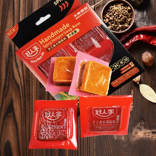 Vista 4 de Auténtico condimento chino con base de sopa de olla caliente 7.05 oz (200 g), salsa de caldo Haorenjia Sichuan picante