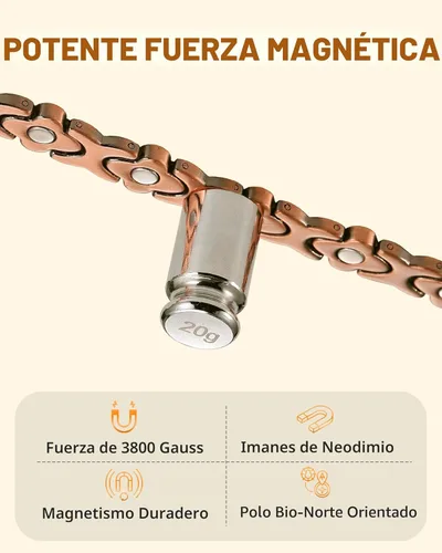 Vista 4 de Jecanori Pulseras de cobre para mujer, pulsera magnética de cobre puro