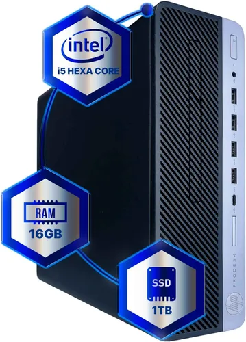Vista 9 de HP Computadora de escritorio ProDesk 600G4 Hexa Core Intel i5 (3.2) 8 GB DDR4 RAM 1TB SSD estado sólido Windows 11 PC en casa u oficina