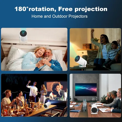 Vista 5 de Mini proyector, compatible con proyector portátil 4K 1080P con doble banda WIFI6 5G inalámbrico 5.2 Bluetooth Android 11, 200 lúmenes ANSI, rotación