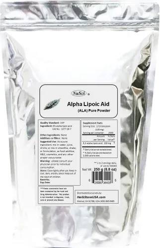 Vista 4 de Polvo de ácido alfa lipoico puro ALA RS- (500 gramos (1.1 lb))