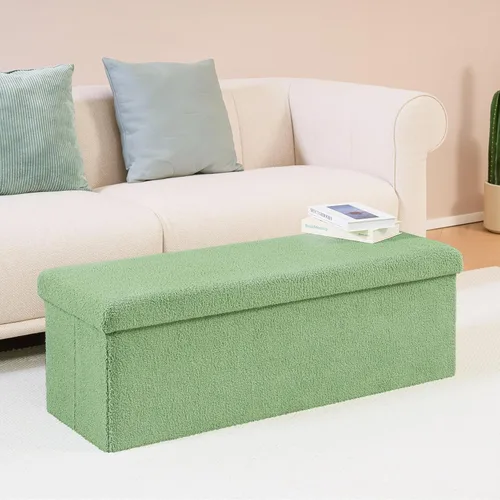 Vista 66 de PINPLUS Otomanas otomanas de almacenamiento con forma cuadrada con reposapiés de almacenamiento para sala de estar, asiento otomano Boucle para Gris