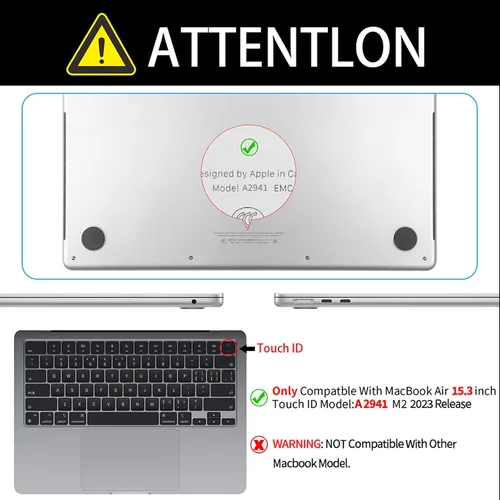 Vista 7 de Funda para MacBook Air de 15 pulgadas 2023 2024 (modelo: MacBook Air 15.3 M3 A3114 M2 A2941 Chip), carcasa rígida con cubierta para teclado, flor