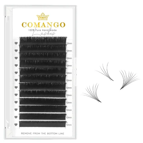 Vista 15 de CoMango - Extensiones de pestañas de color morado degradado 0.07, rizo C de 0.315-0.551 pulgadas, bandeja mixta, extensiones de pestañas de volumen