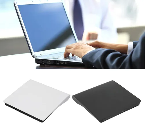 Vista 5 de Hilitand Unidad de DVD externa, portátil USB3.0 CD DVD Drive CD ROM Rewriter Laptop Caja de unidad óptica compatible con PC de escritorio Linux OS X