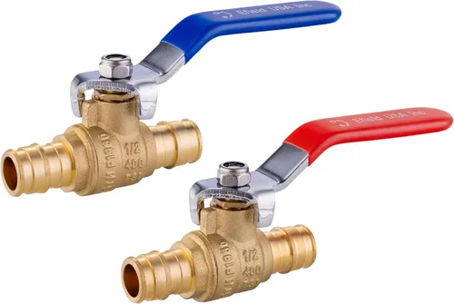 Vista 8 de Paquete de 2 EFIELD Válvula de bola de latón de cierre completo de puerto completo de expansión de Pex A de 1/2 pulgada con oreja caída, rojo